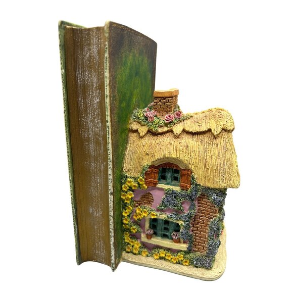 Lilliput Lane Foxton Folk Bookworm Cottage Bookend Kay Baker 1995 Floral Design - Picture 9 of 12